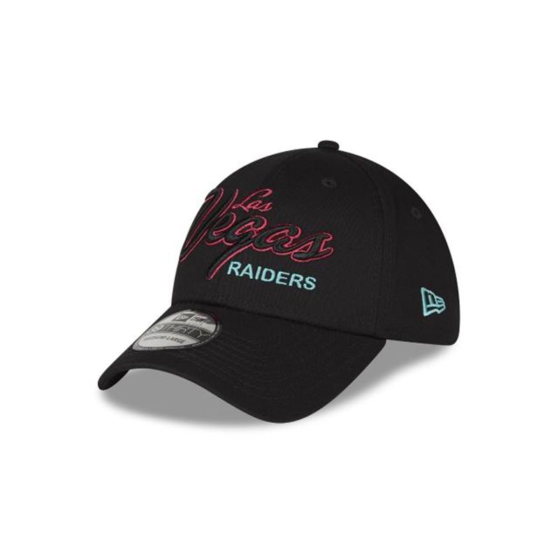 NFL Las Vegas Raiders Neon 39Thirty Stretch Fit (QXT0486) - Black New Era Caps